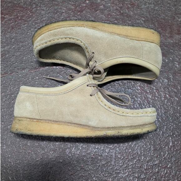 Clarks Original Wallabees Women 6.5 tan crepe sole EUC suede lace up preppy - Picture 8 of 9